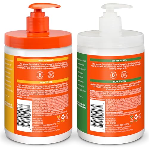 Cantu Shea Butter duo-pack on display for cleansing and conditioning.