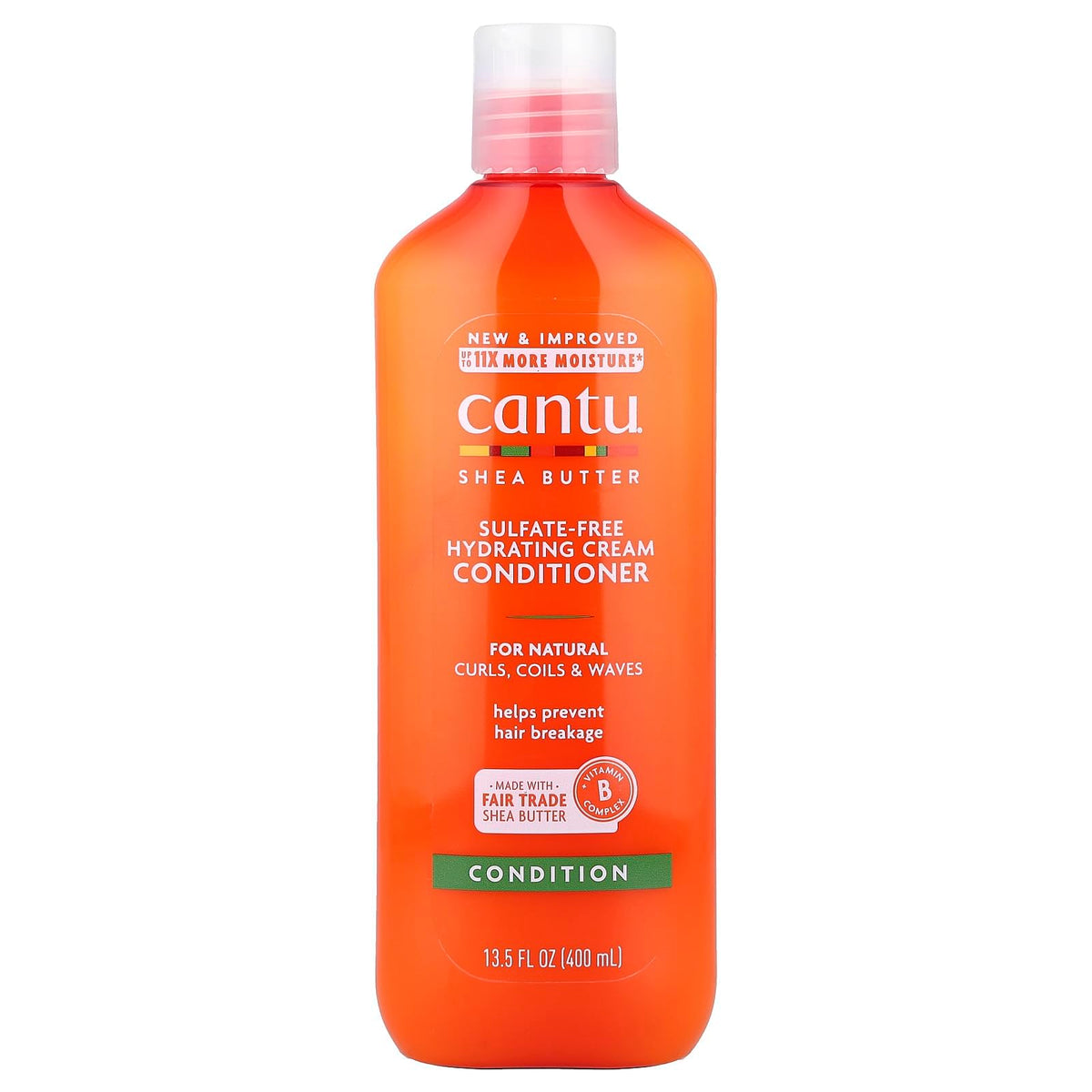 Cantu Shea Butter Hydrating Cream Conditioner bottle demonstrates rich moisture for curls