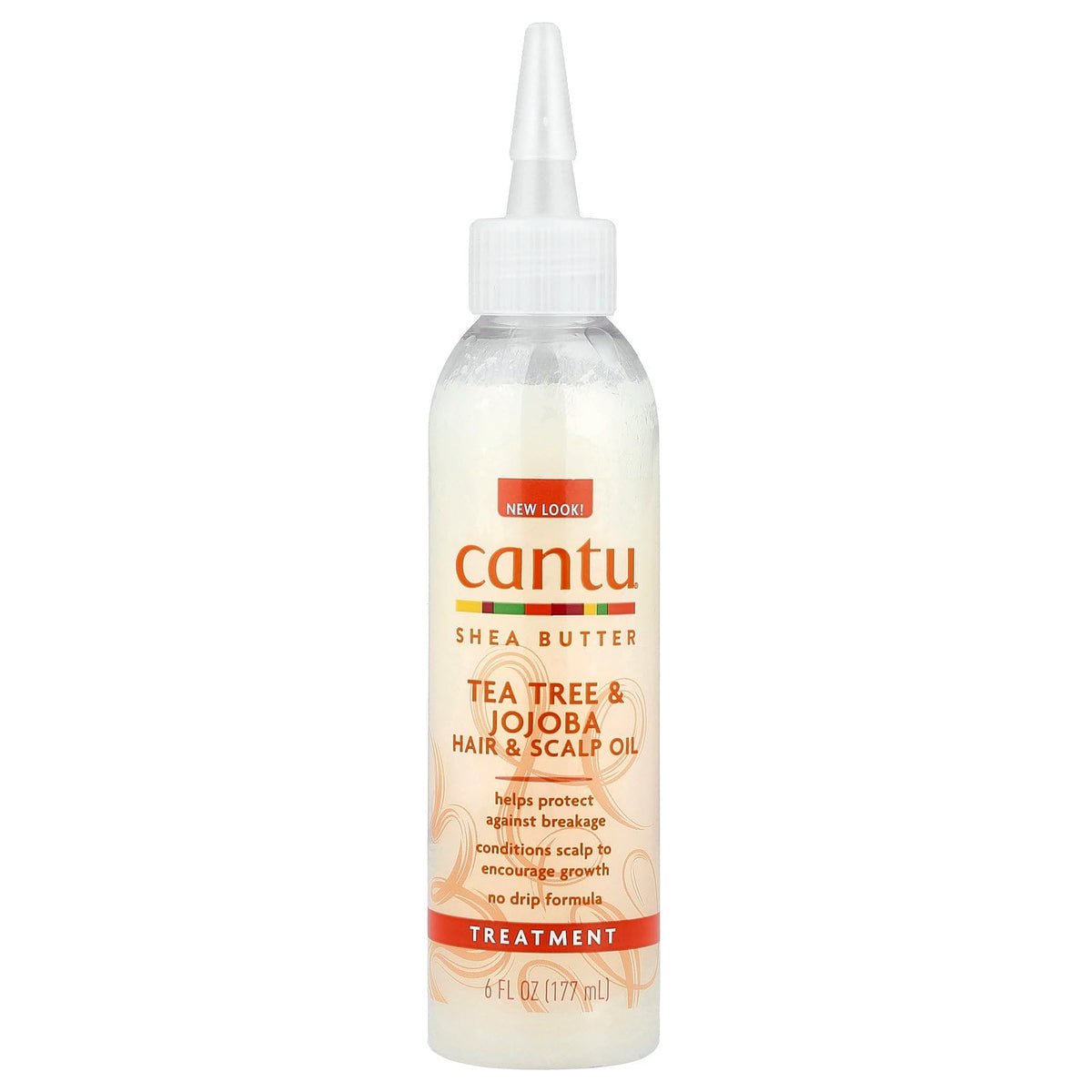 Cantu Shea Butter No Drip Oil bottle for easy, mess-free application and heat protection.