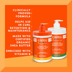 Cantu Shea Butter shampoo lather close-up showing creamy cleansing foam.