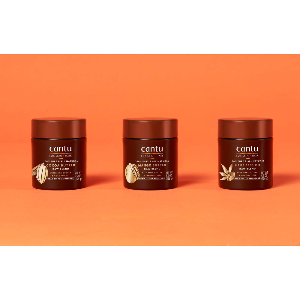 Cantu ingredients list shows mango, shea and coconut oils.