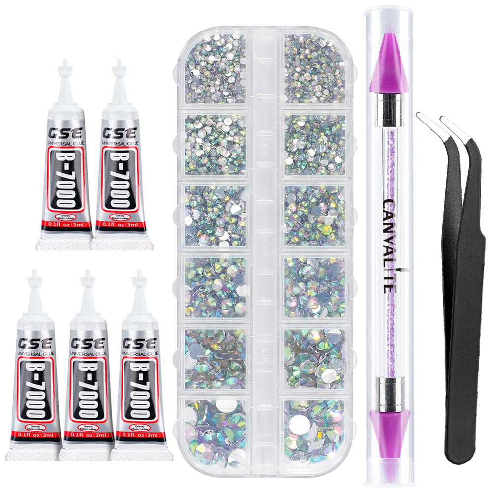 Canvalite 2784-piece rhinestones kit with varied sizes for versatile nail art.