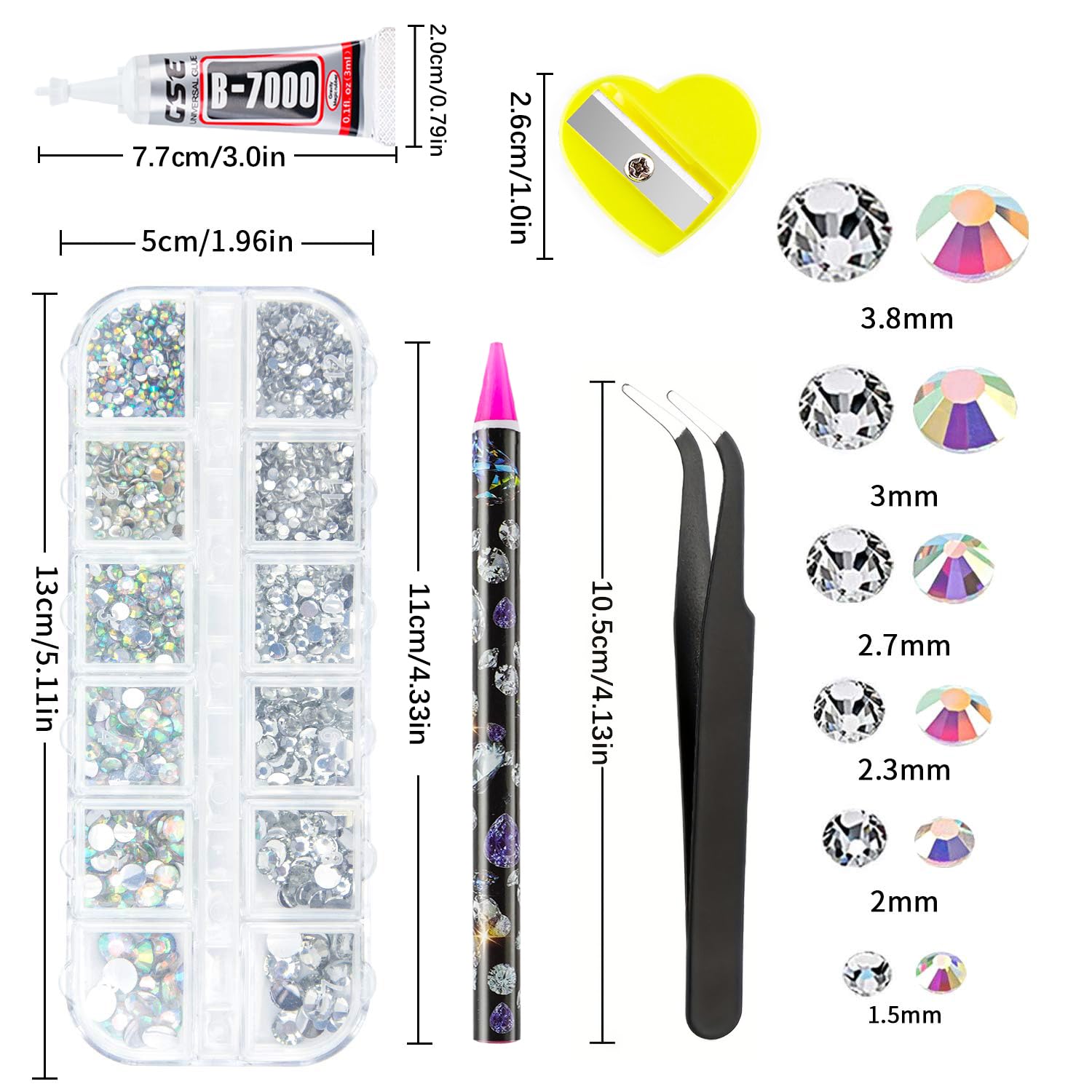 Canvalite nail art rhinestones AB grid for bold, eye-catching nails.