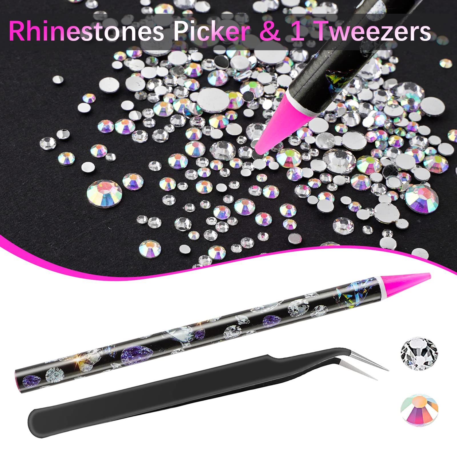 Canvalite precision tweezers and picker aid accurate gem placement.