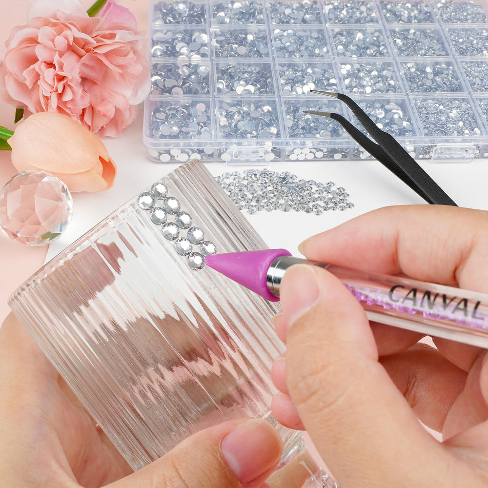 CANVALITE 3mm rhinestones in 24-grid set for varied nail designs