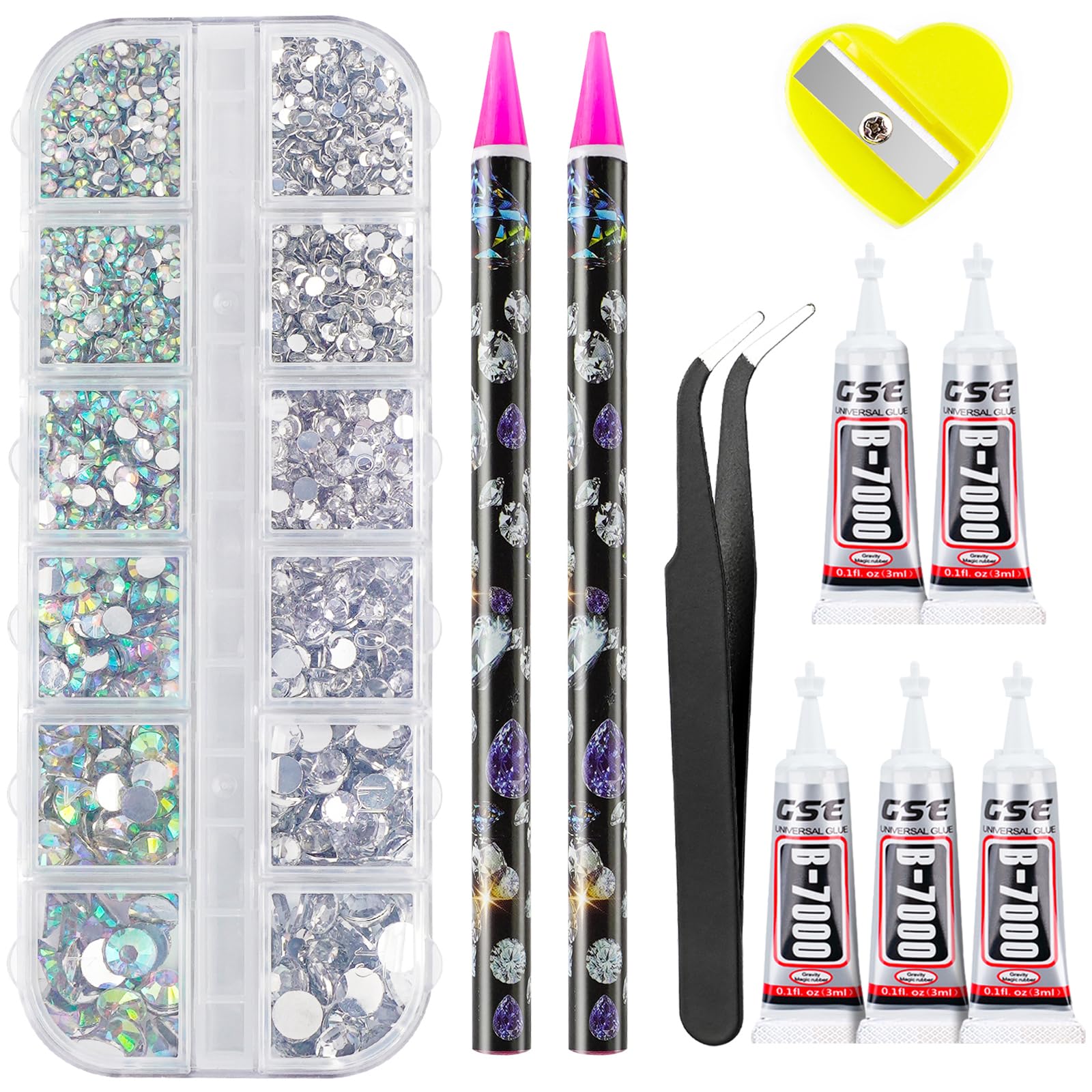 Canvalite rhinestones 12 kinds AB grid for versatile nail art sparkle.