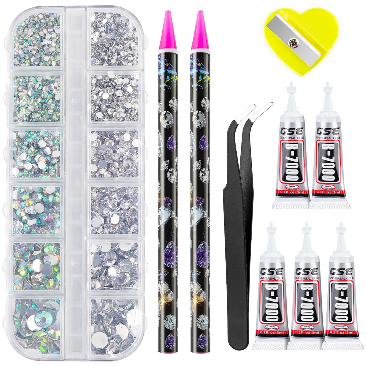 Canvalite rhinestones 12 kinds AB grid for versatile nail art sparkle.