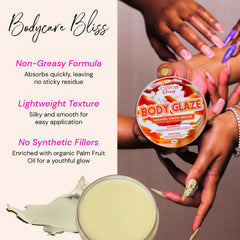 Applying Canvas Beauty Body Glaze on the arm shows fast absorbing non greasy finish