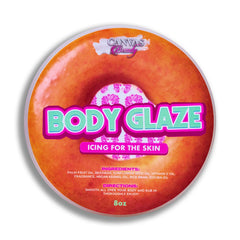 Canvas Beauty Body Glaze glazed donut jar; indulgent aroma with lasting hydration.
