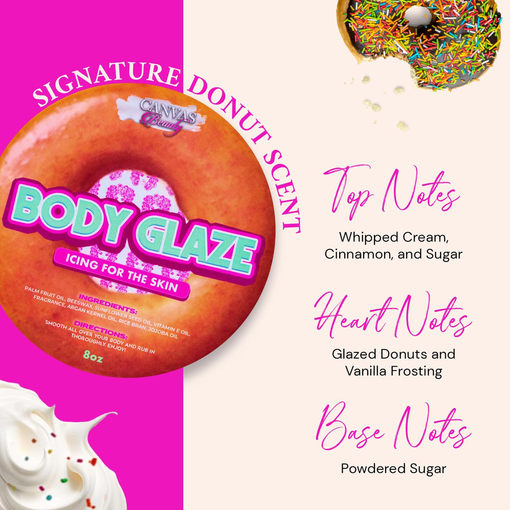 Canvas Beauty Body Glaze whipped cream texture; silky application for smooth skin.