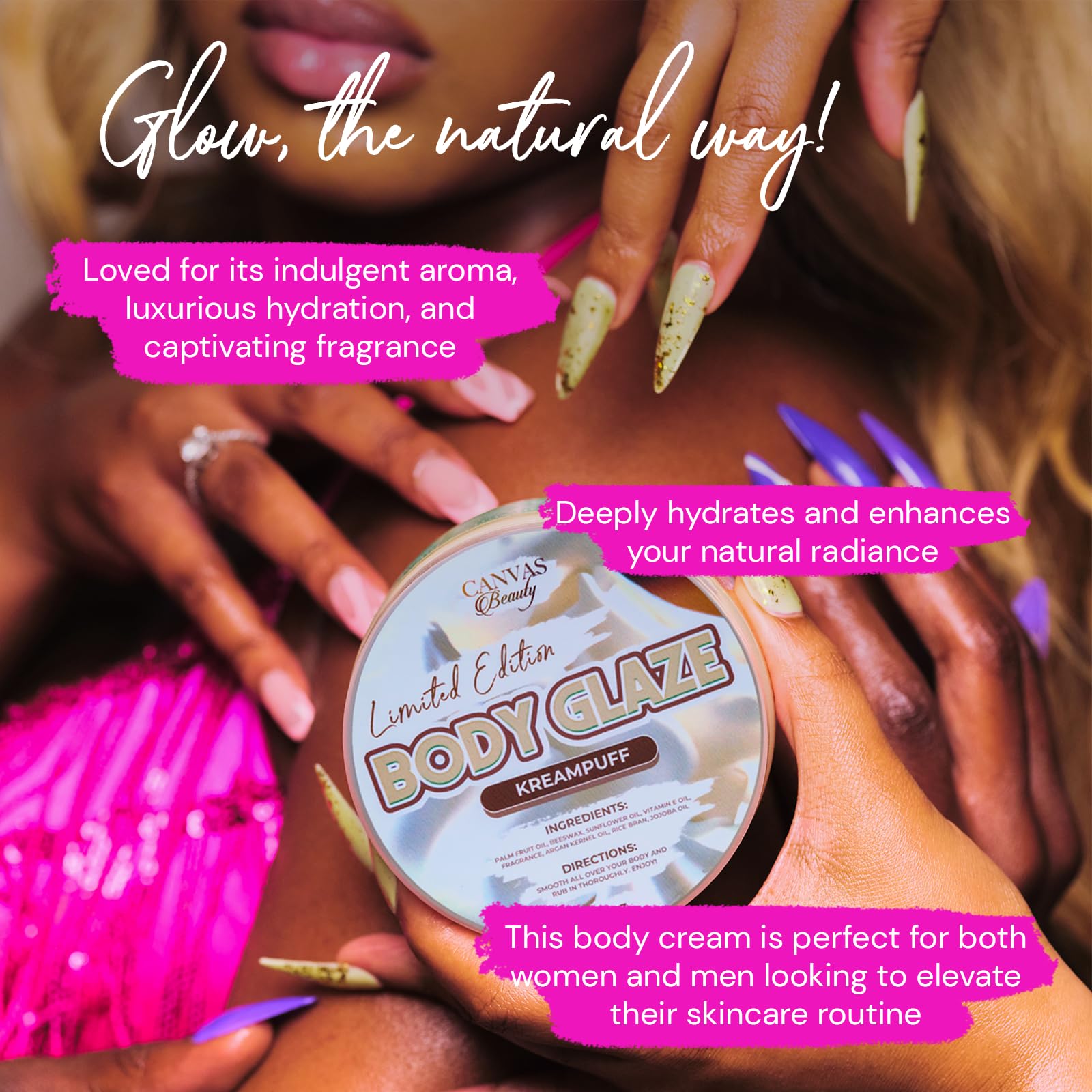 Canvas Beauty Kreampuff Glaze delivers hydration on damp skin.