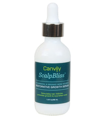 Canviiy ScalpBliss bottle close-up highlighting sea minerals for scalp nourishment.