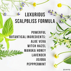 Canviiy ScalpBliss serum features witch hazel to calm irritation on sensitive scalps.