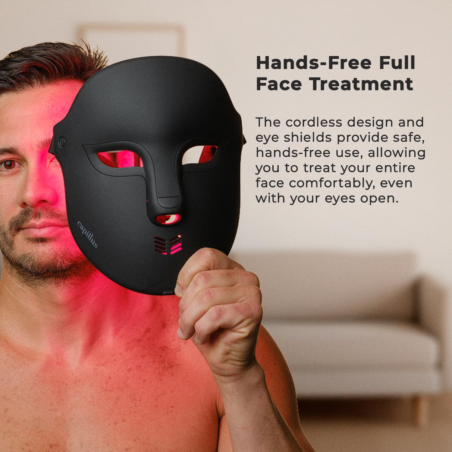 Capillus full-face coverage ensures even treatment across the face.
