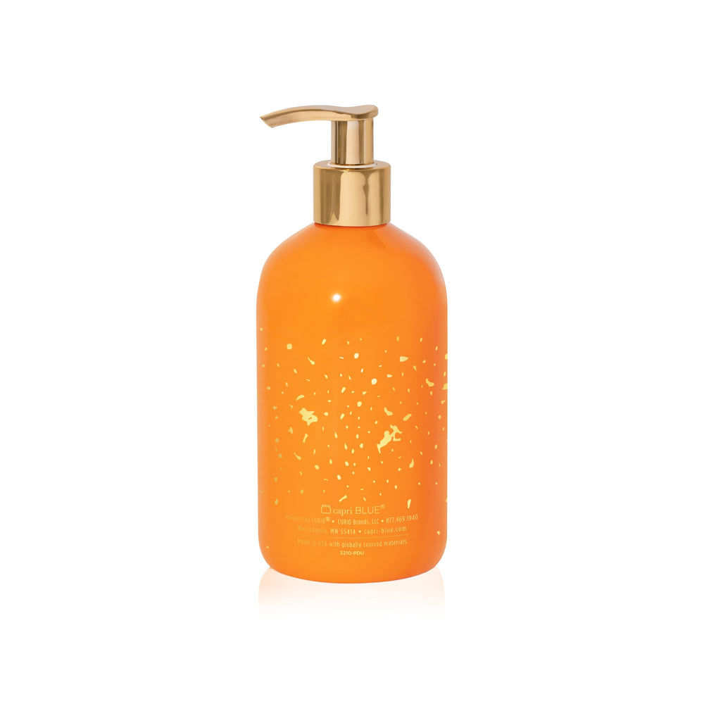 Capri Blue bottle and clear gel showcase hydrating cleansing action.