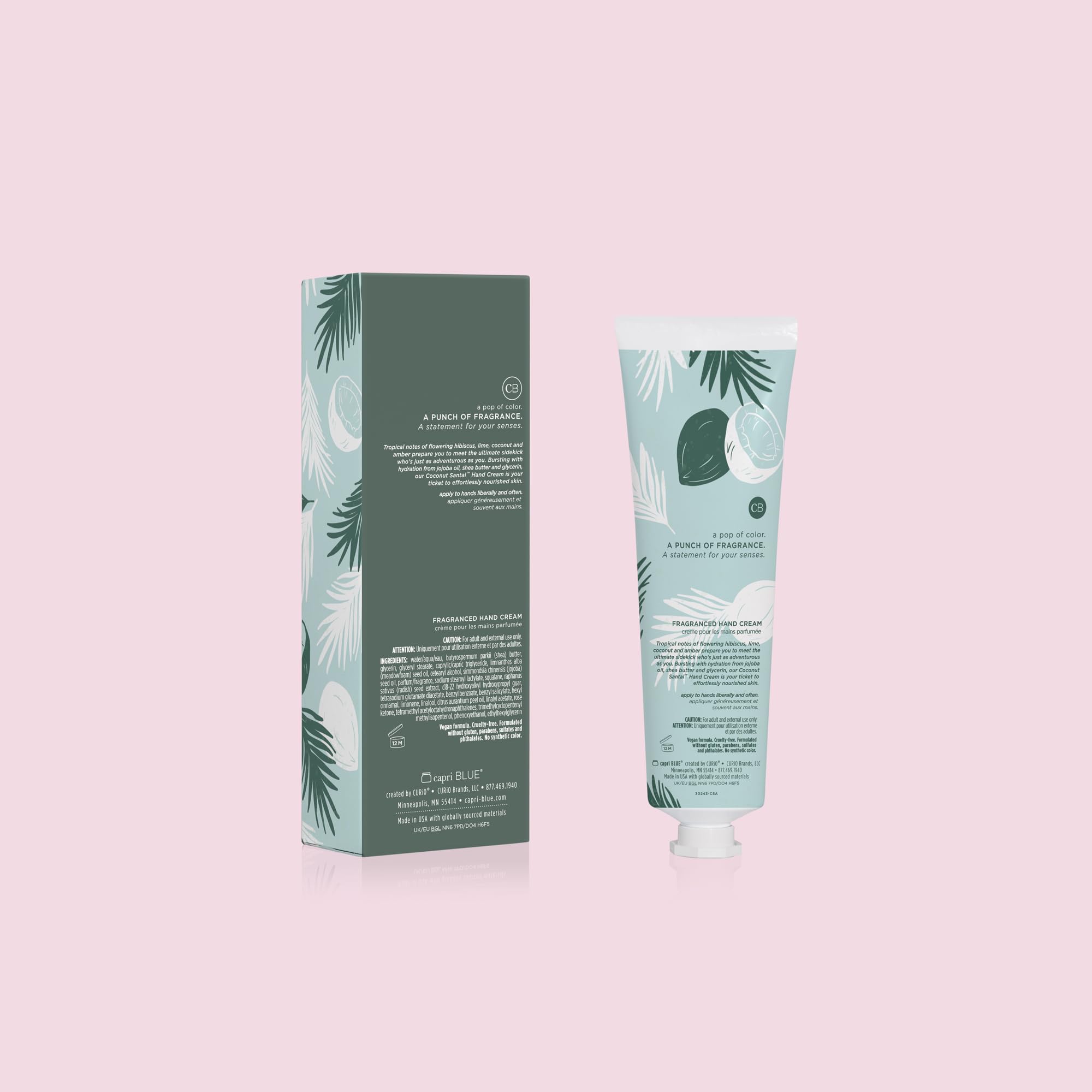 Cruelty-free vegan label on Capri Blue Flora Edit packaging.