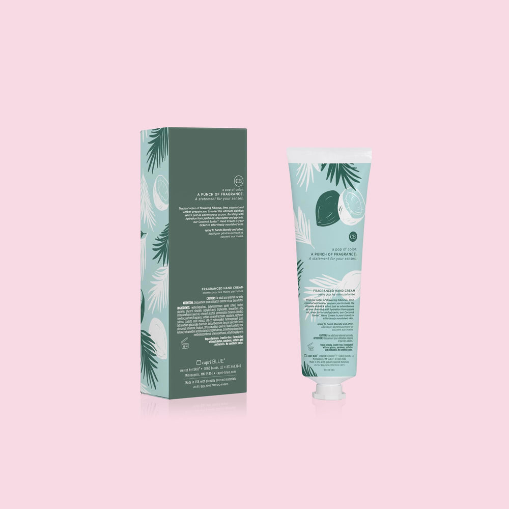 Cruelty-free vegan label on Capri Blue Flora Edit packaging.