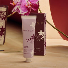 Close-up of Capri Blue hand cream texture for quick hydration.