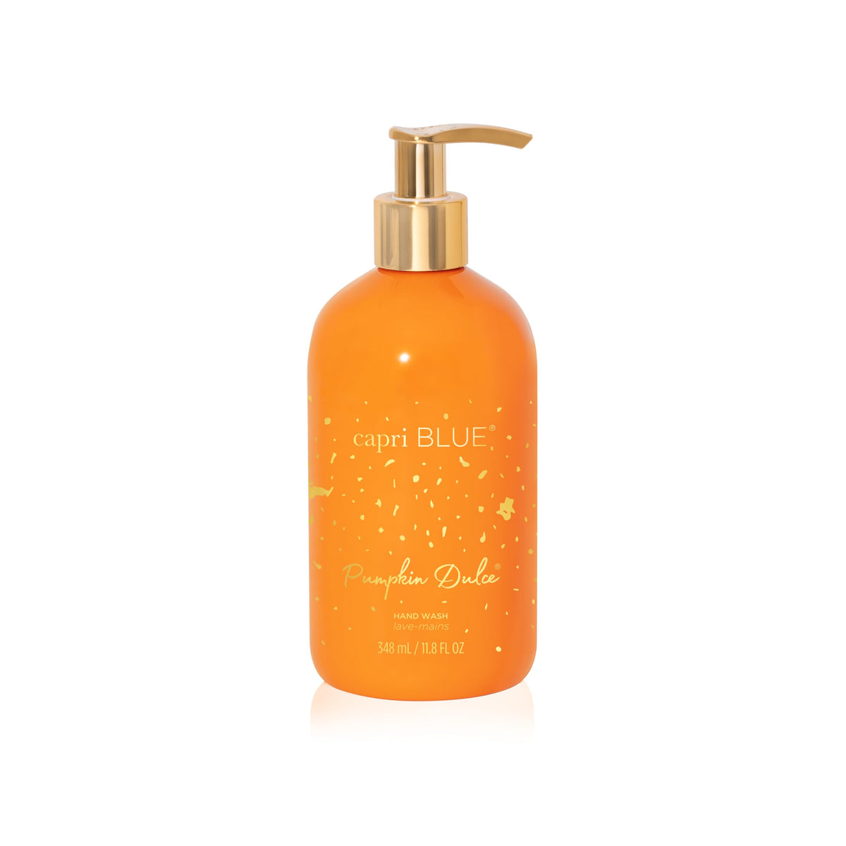Capri Blue Pumpkin Dulce bottle on the counter highlights warm, inviting hand care.