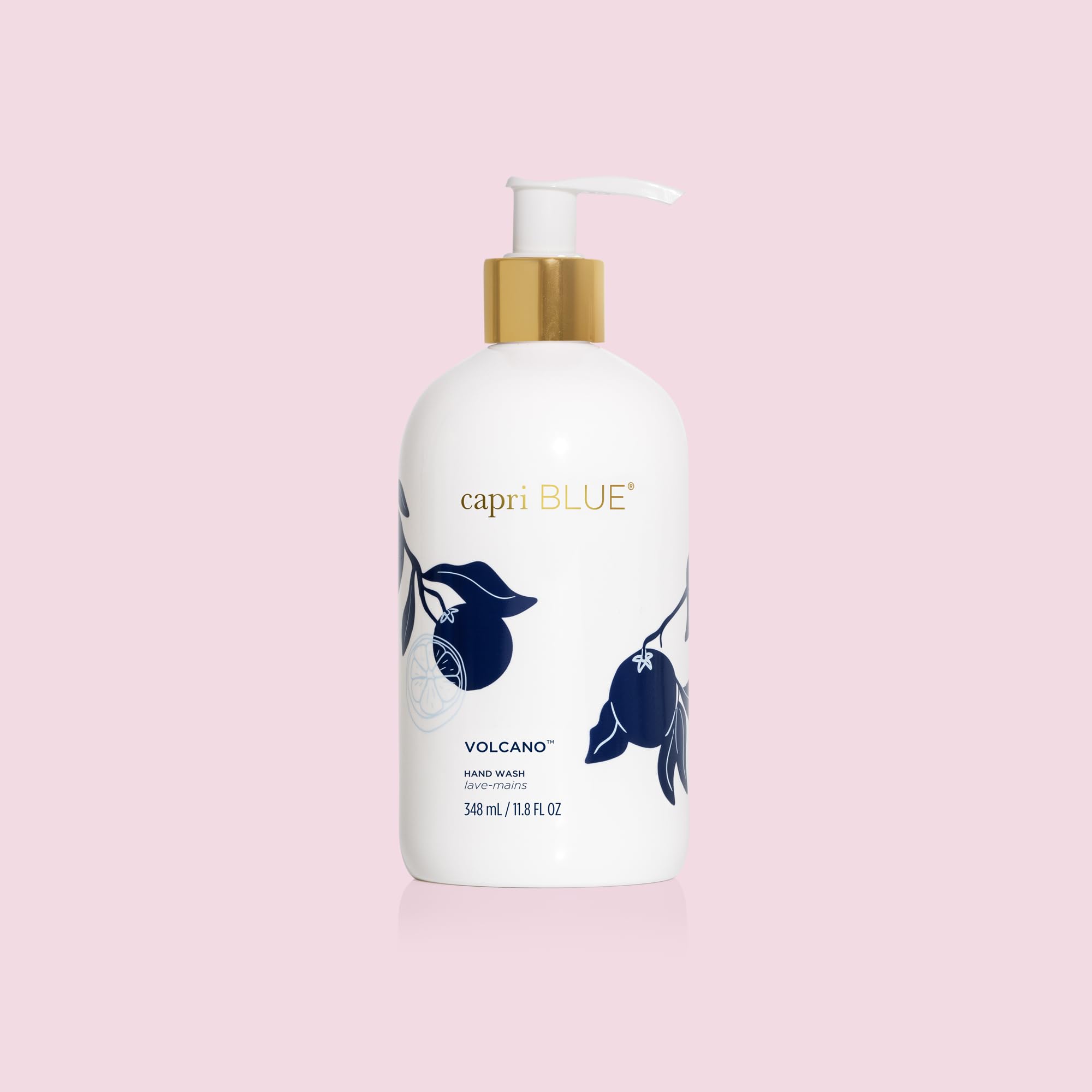 Capri Blue Flora Edit display complements modern bathroom decor.