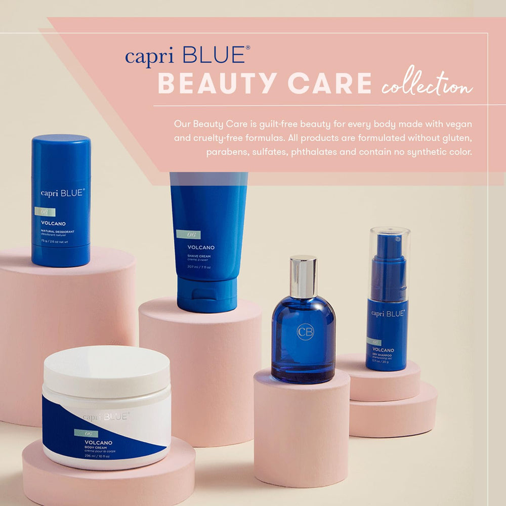 Capri Blue Volcano hair mist in a sleek glass bottle packaging.