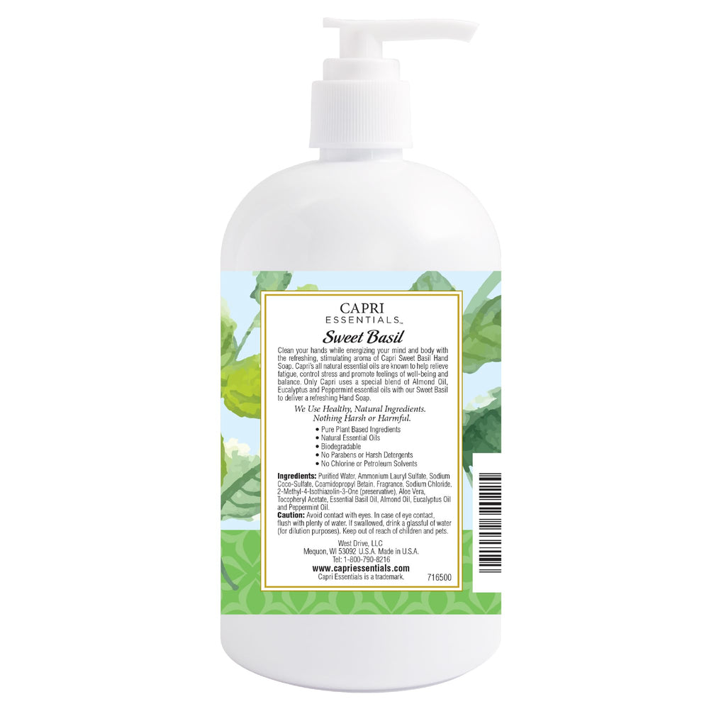 Capri Essentials hand soap liquid packaging-design highlights premium, eco-friendly home care branding