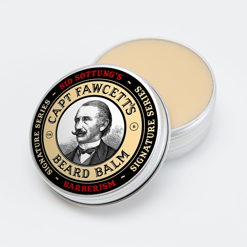 Application of Captain Fawcett's Barberism Beard Balm for controlled styling