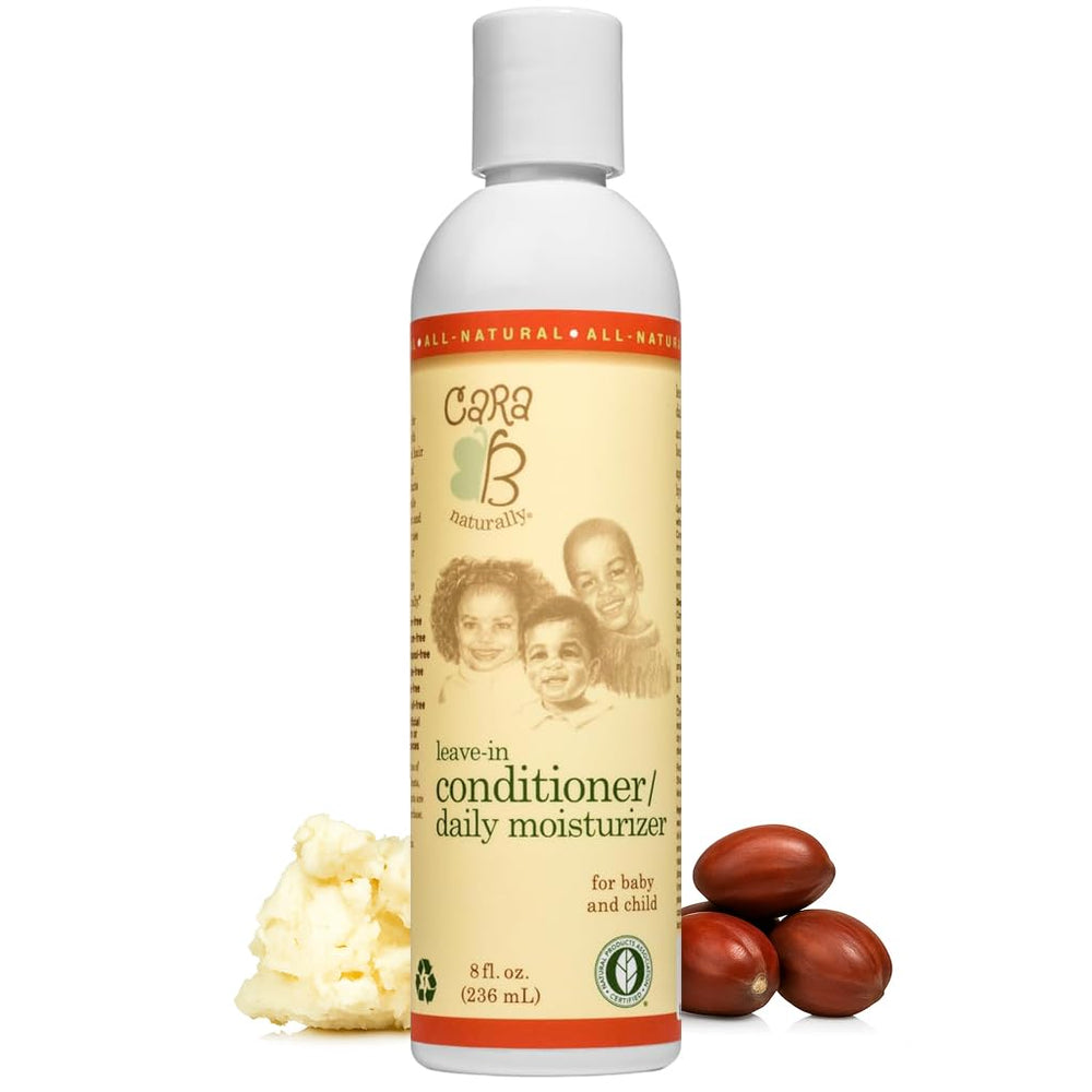 CARA B Naturally leave-in conditioner bottle for textured hair, promotes soft, manageable curls.