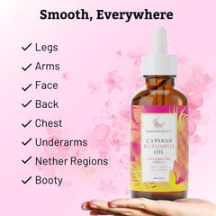 Applying Caramela Beauty Cyperus Rotundus Oil during routine for smoother skin