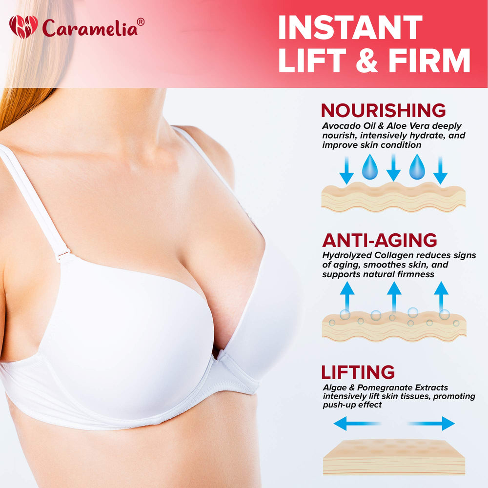 Caramelia Cream applied on skin shows quick absorption and gentle lifting feel.