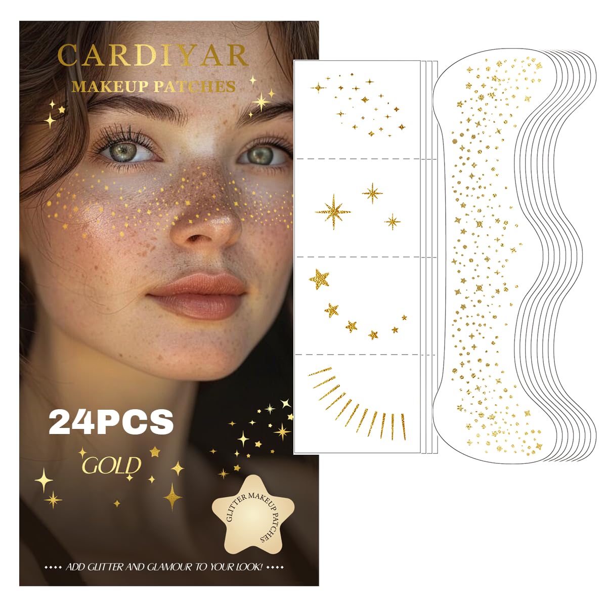 Cardiyar Glitter Freckles 24pcs patches for a sparkling, all-day glow.
