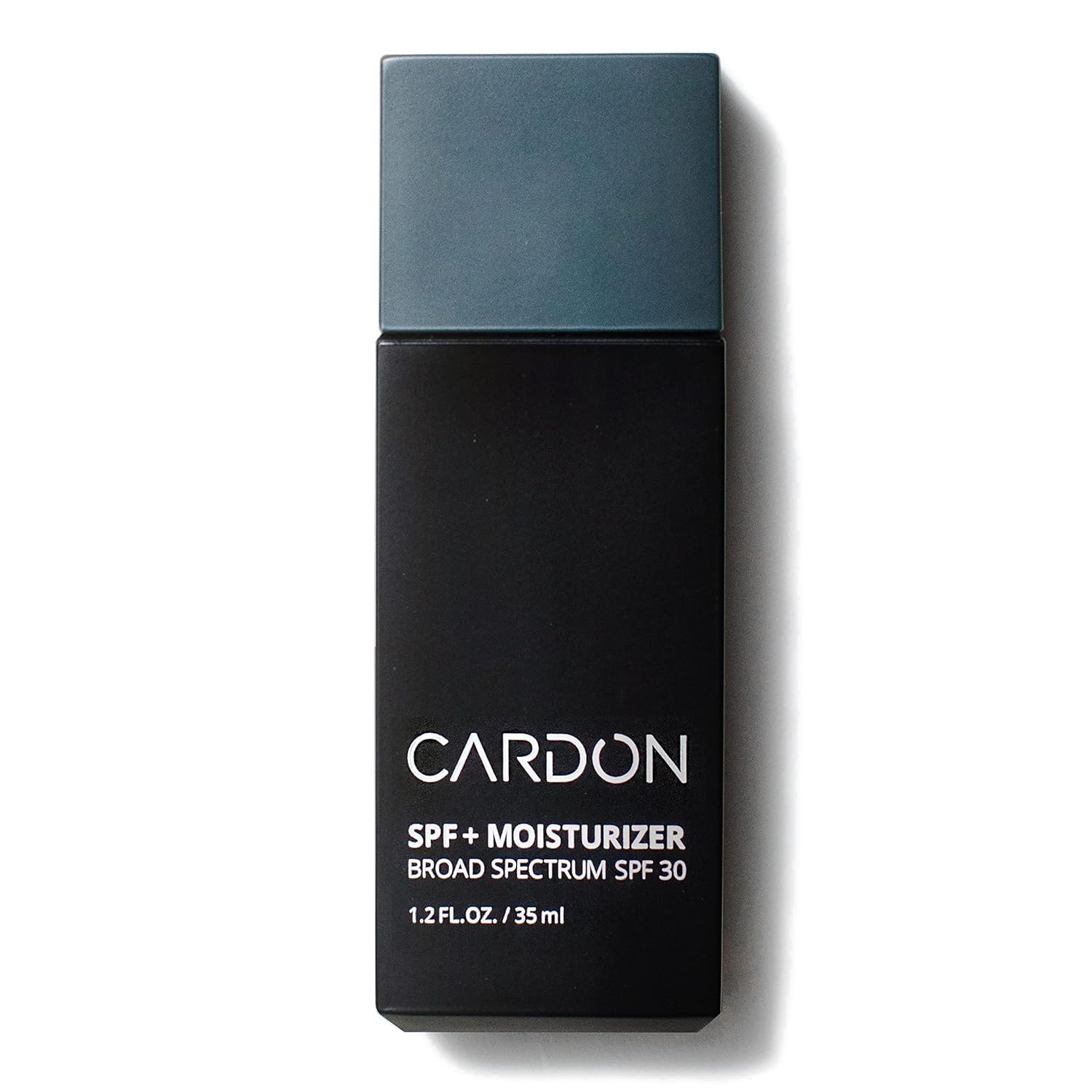 Cardon men’s SPF 30 face bottle demonstrating lightweight hydration and sun protection.