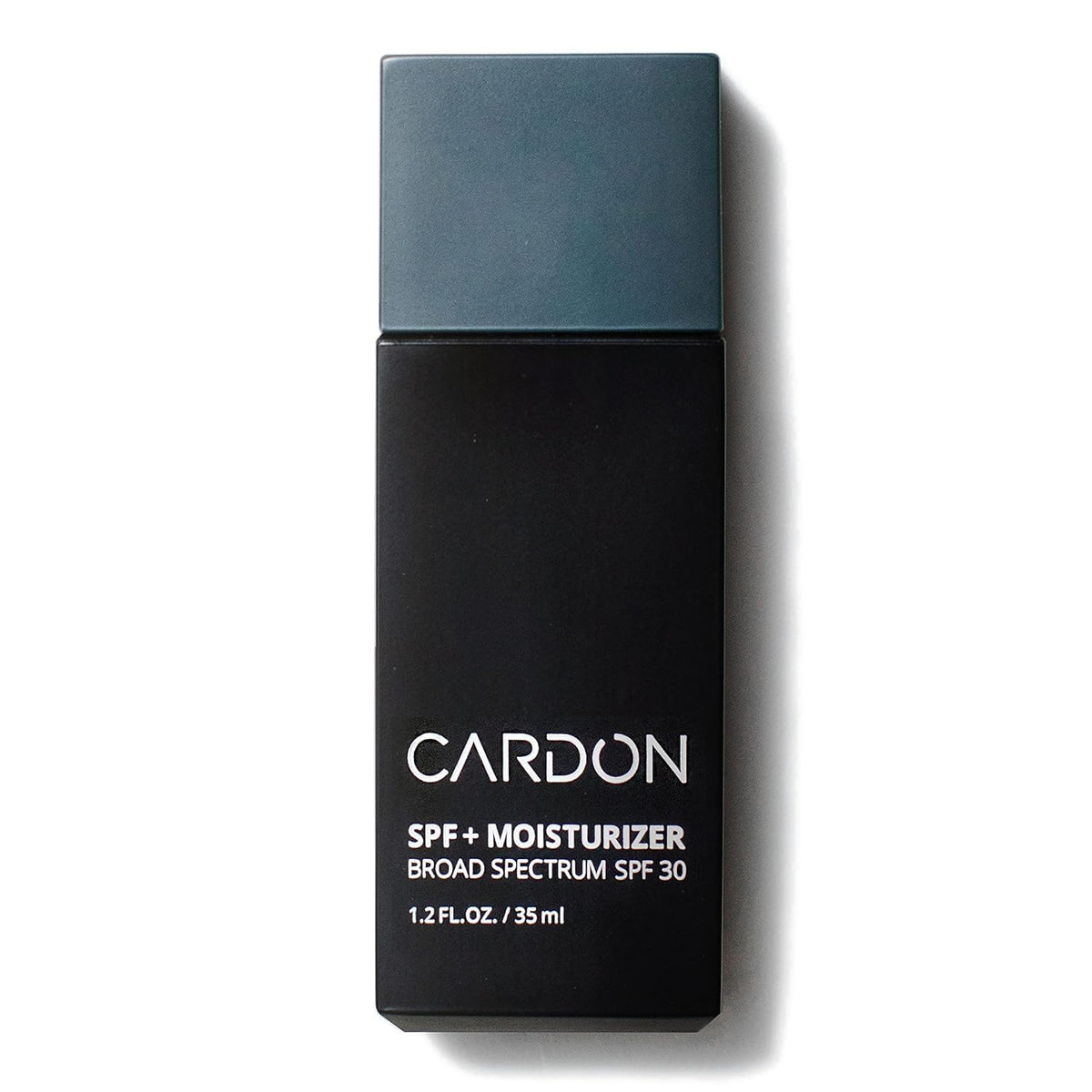 Cardon men’s SPF 30 face bottle demonstrating lightweight hydration and sun protection.