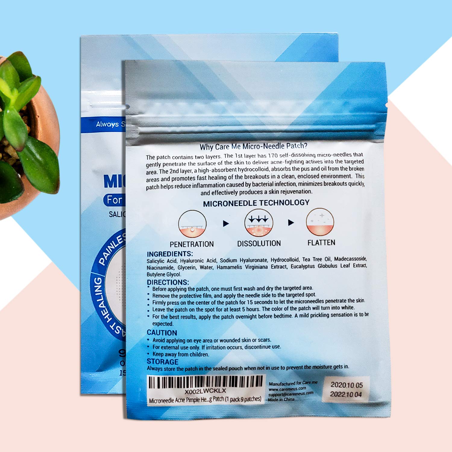 Care Me acne patch covering a blemish discreetly under makeup.