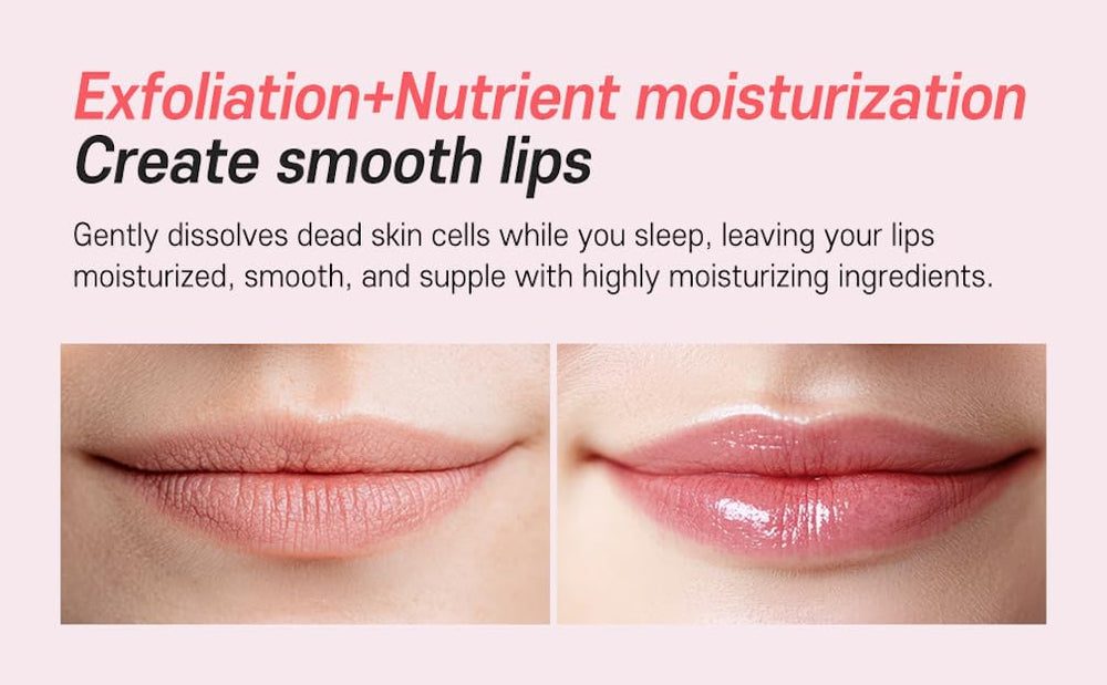Berry fragrance detail and non-sticky texture of CARE:NEL lip mask.