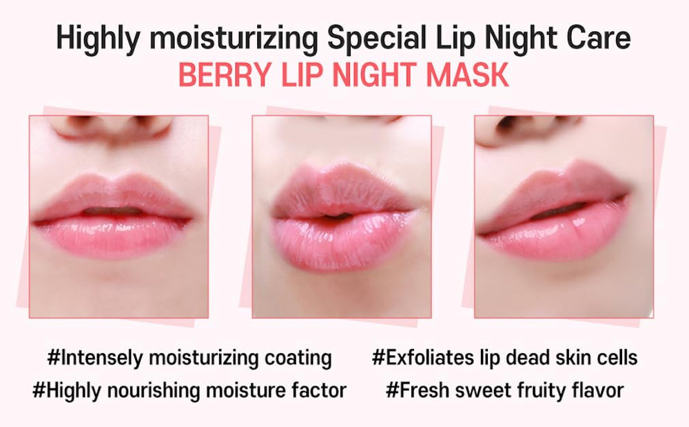 Nightstand display with CARE:NEL lip mask ready for bedtime routine.