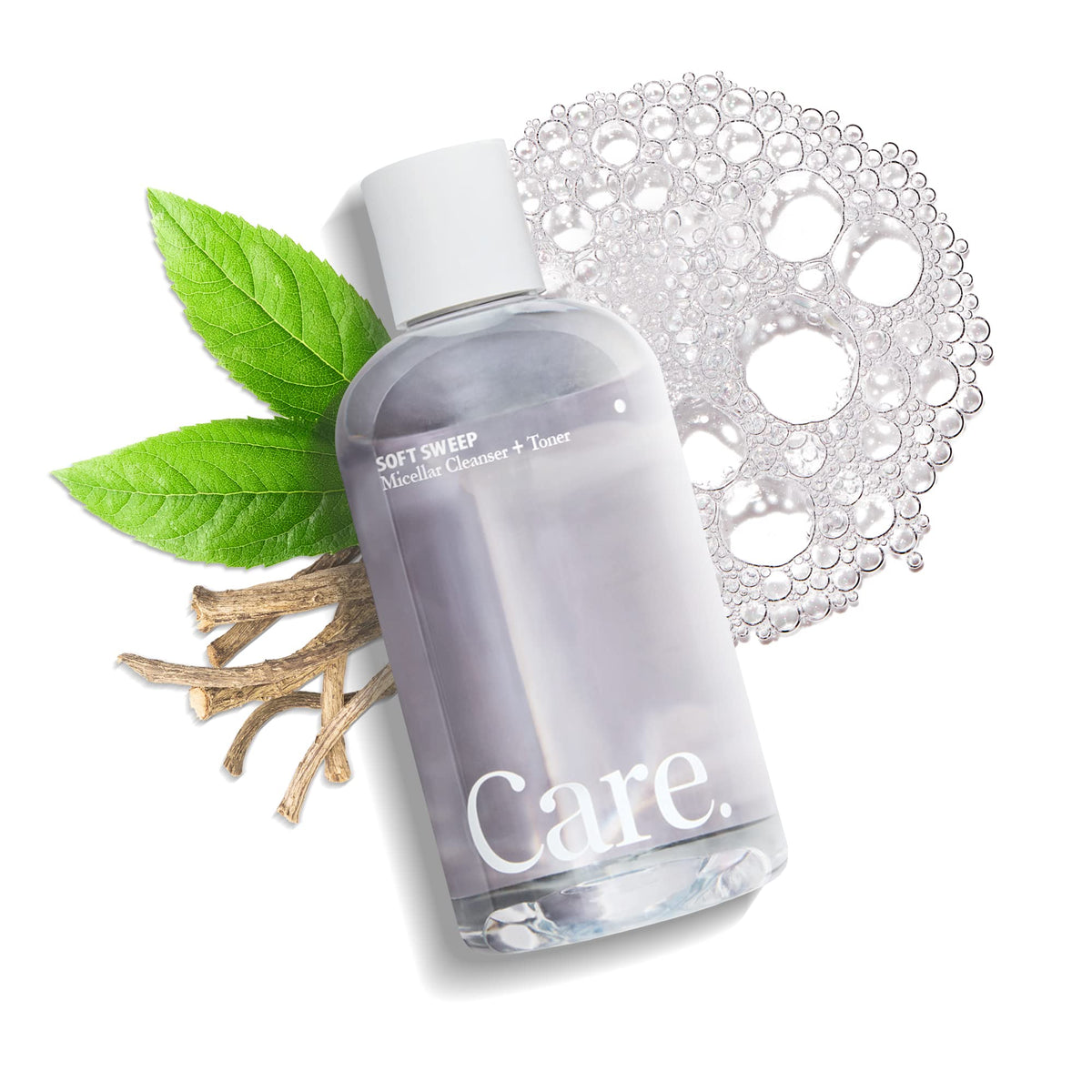 Care Skincare Soft Sweep bottle pour for gentle cleansing with hydrating hyaluronic acid.