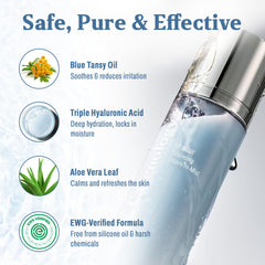 Carenology 95 RE:BLUE blue tansy oil image suggests calming skin comfort.