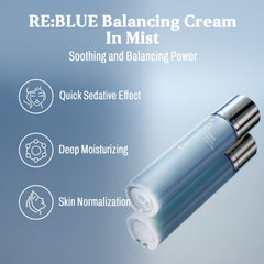 Carenology 95 RE:BLUE ultra-fine-mist pump delivers even, clump-free application.