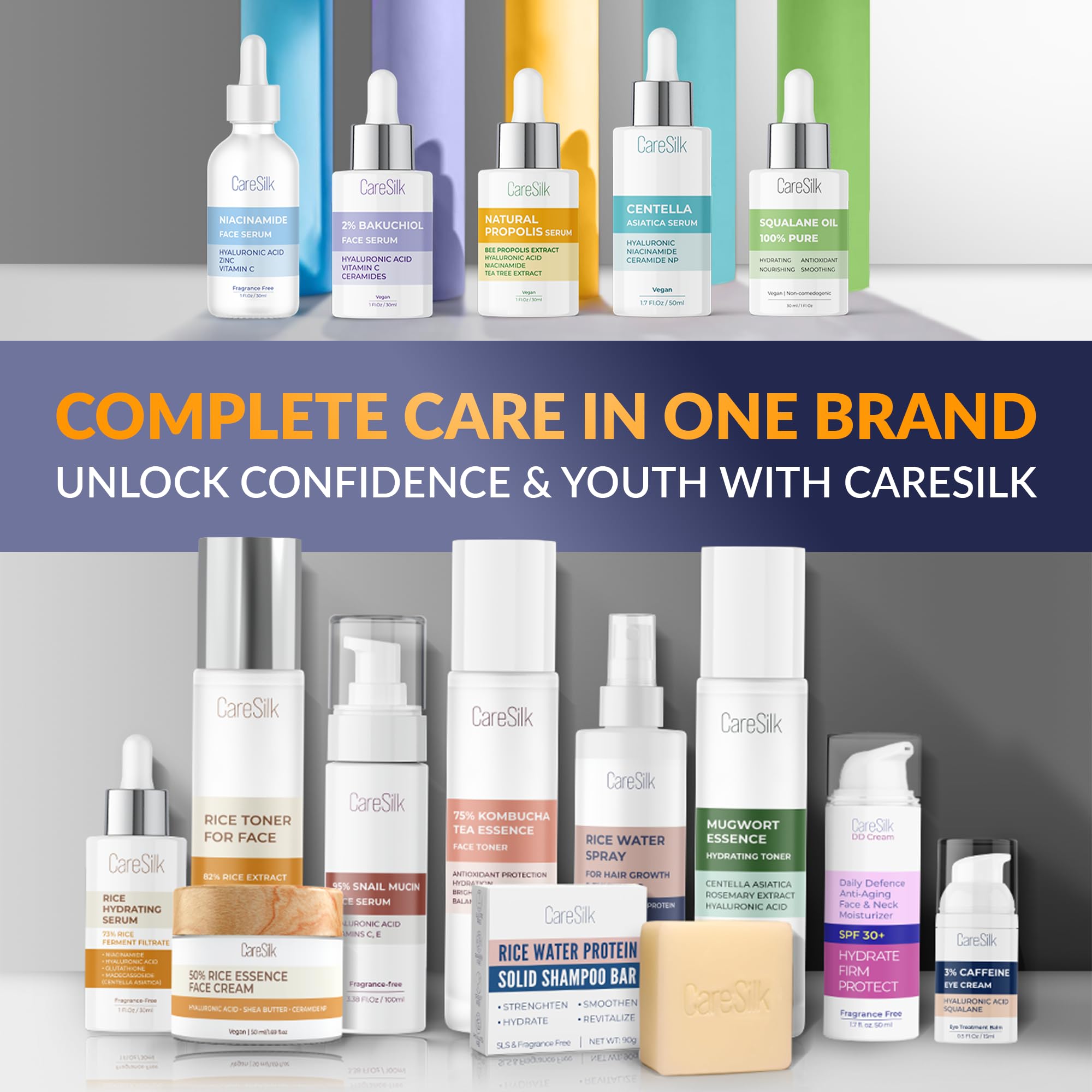 Fragrance-free CARESILK cream blends smoothly with no shine.