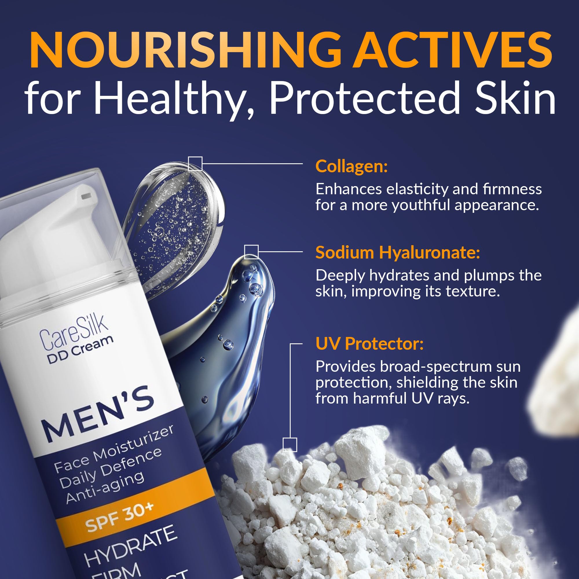 Applying CARESILK DD Cream on the face shows fast absorption.