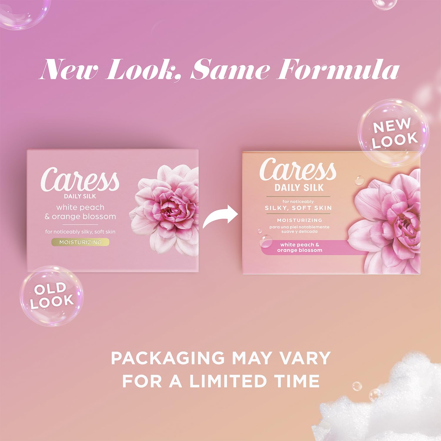 Caress bar soap close-up demonstrating nourishing hydration for refreshed skin.