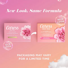 Caress bar soap close-up demonstrating nourishing hydration for refreshed skin.