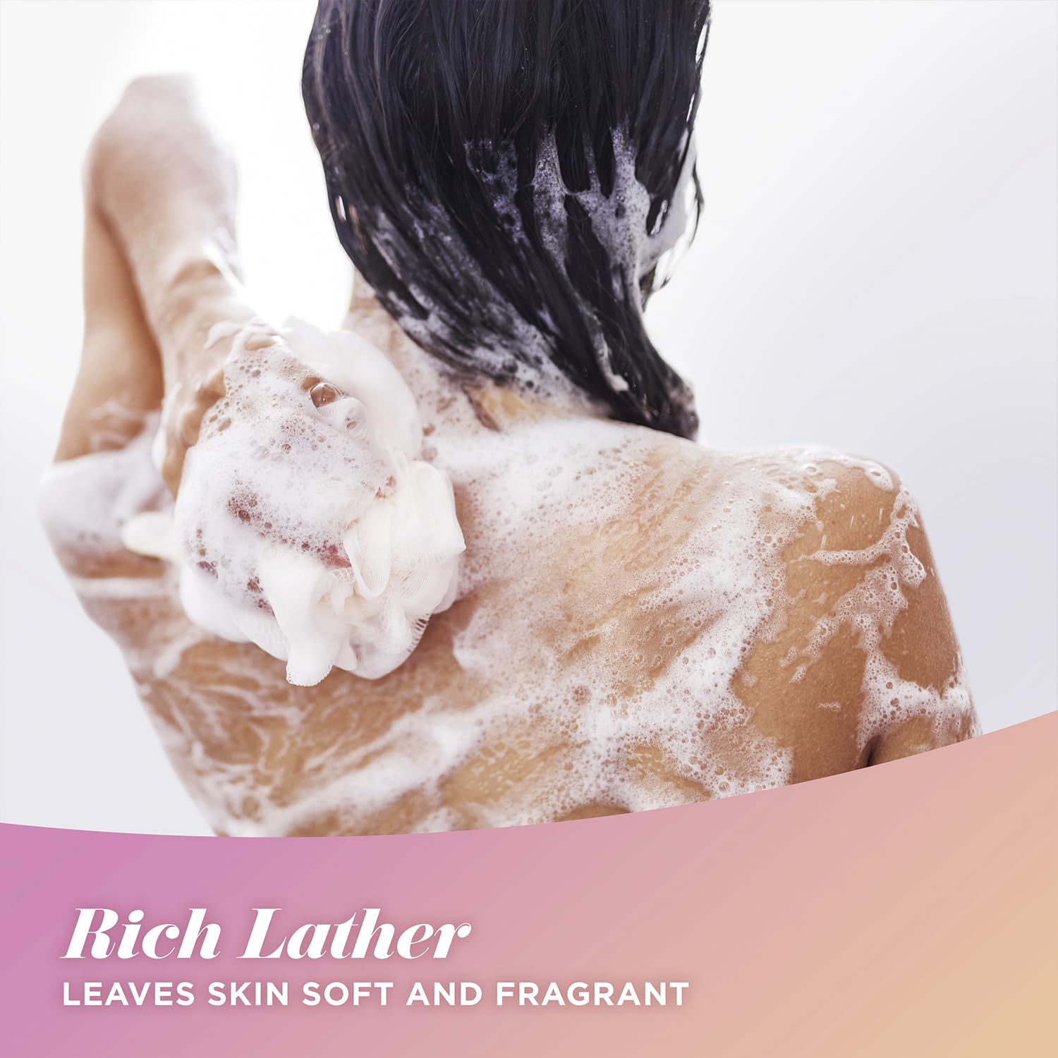 Caress Daily Silk product trio on bathroom shelf