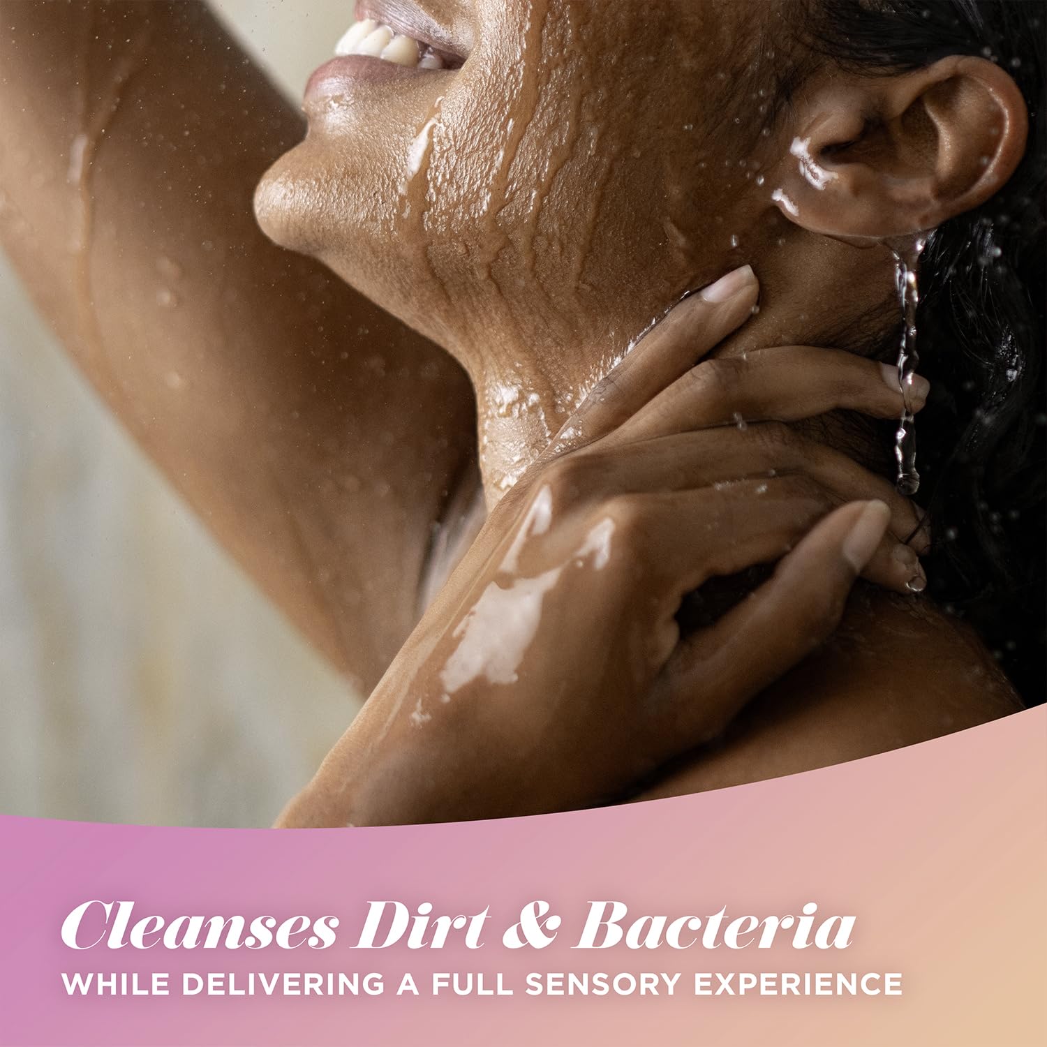 Caress fragrance crafted by perfumers promises a luxurious shower aroma.