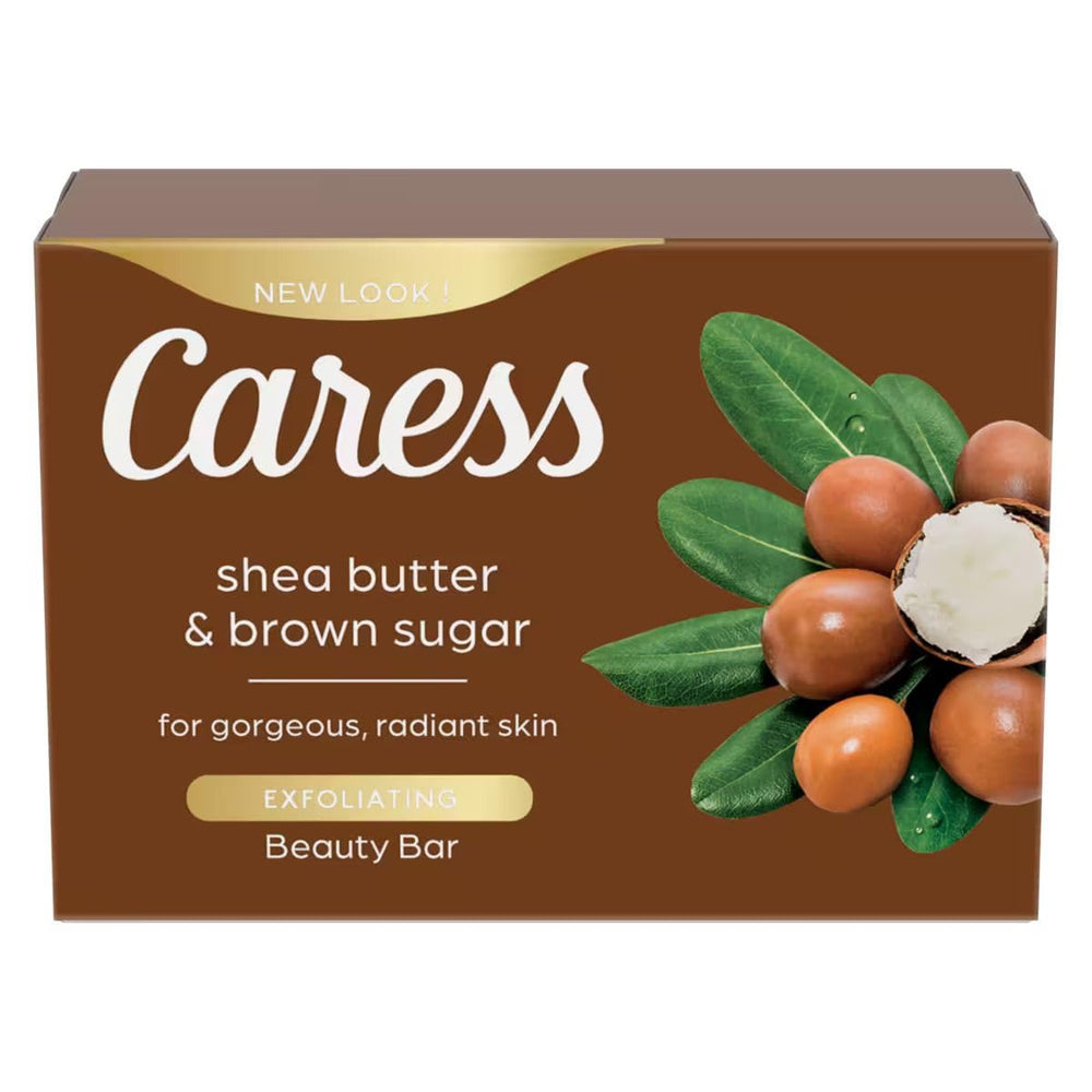 Caress shower scene shows relaxing, fragrant cleanse with shea and brown sugar.