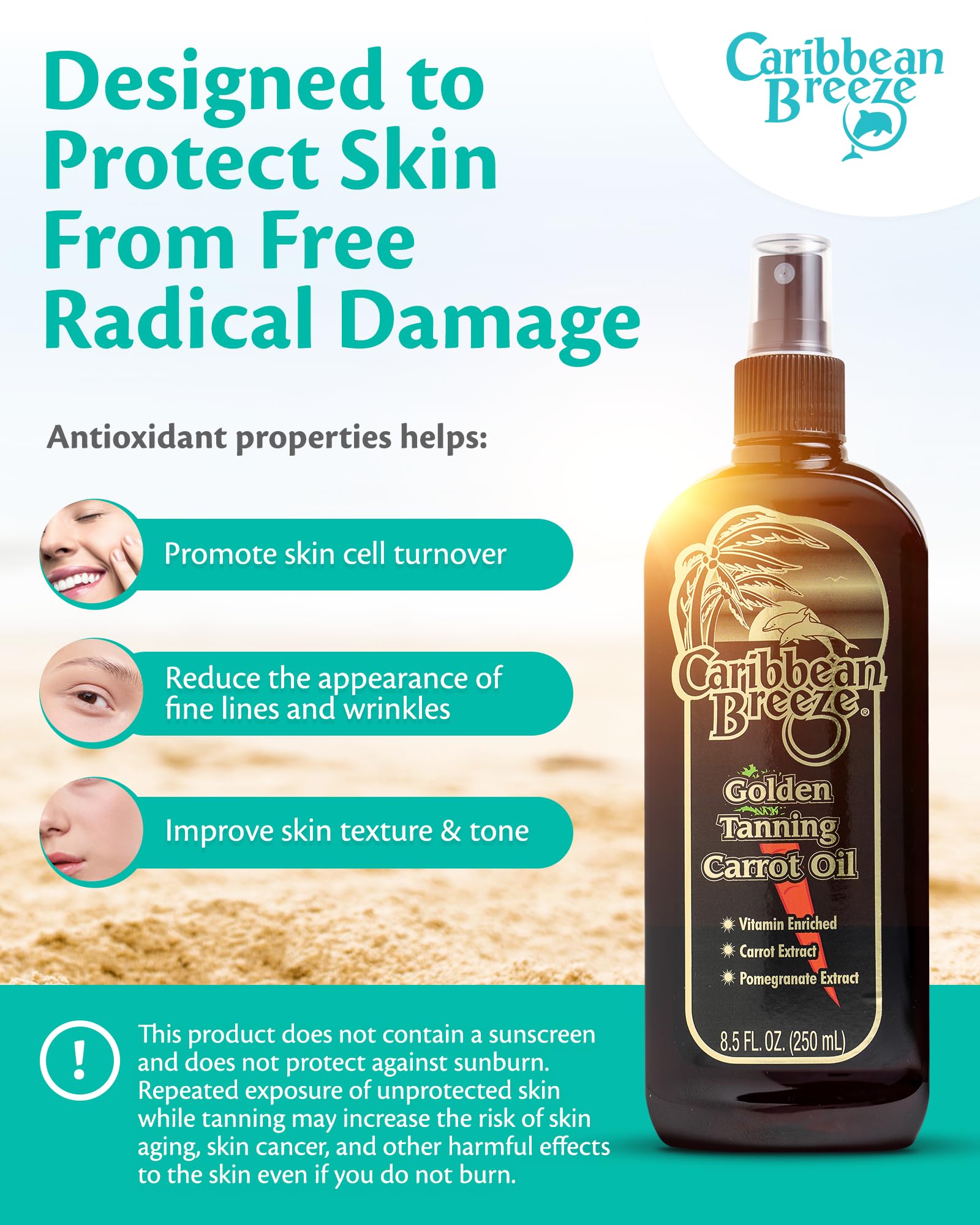Caribbean Breeze carrot seed oil antioxidant-rich formula.
