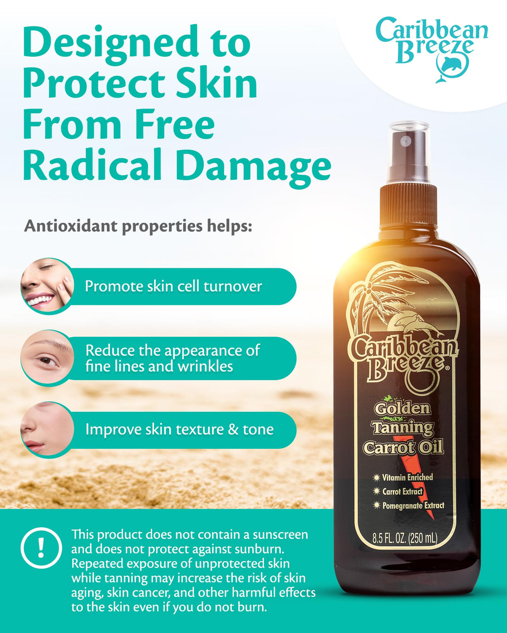 Caribbean Breeze carrot seed oil antioxidant-rich formula.