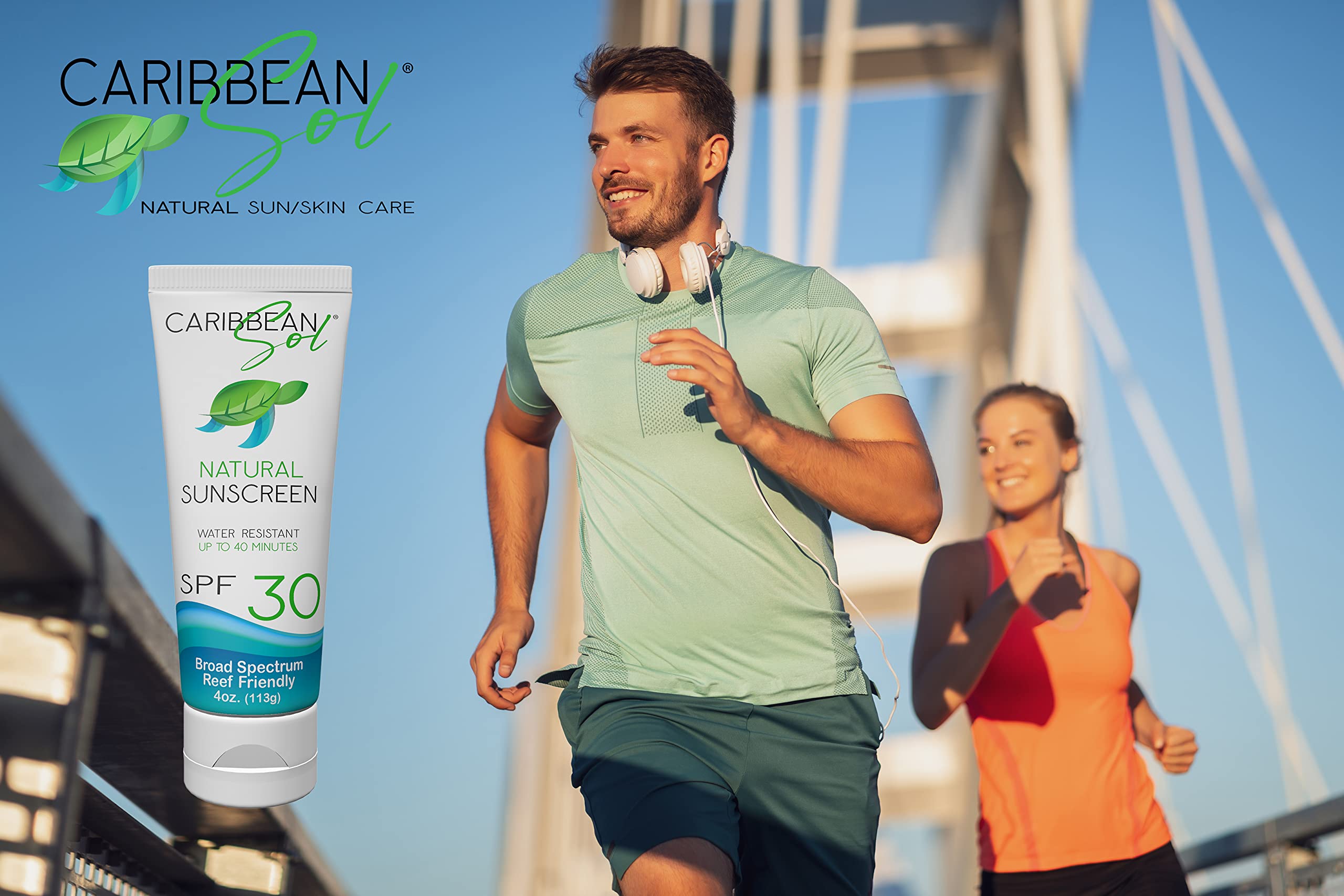 Caribbean Sol sunscreen texture shows easy spread with minimal white cast.