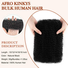 Carlence Afro kinky curly bulk closeup texture highlights defined curls and smooth feel.